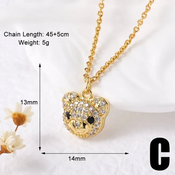 Stainless Steel Copper Zircon 18K Gold Plated Hollow Out Inlay Pendant Necklace - Picture 2 of 5